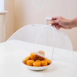 Capa de malha dobrável para alimentos, lavável, moscas, mesas, à prova de insetos, proteção para pratos, acessórios de armazenamento de cozinha para casa - Image 3