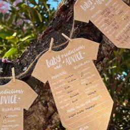 Cartões decorativos de papel kraft para chá de bebê, 5pcs, diy, decoração do partido batismo, ornamentos pendurados para o gênero revelar - Image 3