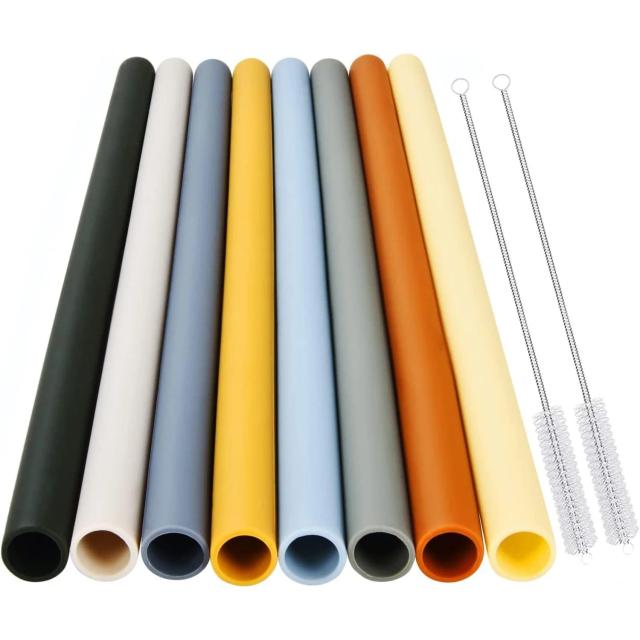 Conjunto de 8 Canudos de Silicone Flexível para Copos Longos de 30 oz - Compatível com RTIC e Yeti