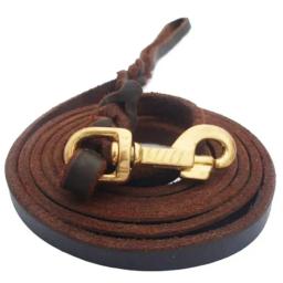 Trela de couro trançado com gancho de cobre, Pet Products, longo, macio, corda de tração, durável, marrom, médio, grande - Image 3