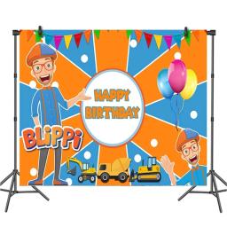 Blippiing tema festa de aniversário decoração festa talheres balão banner bolo topper pano de fundo para menino chá de bebê fontes de festa - Image 6