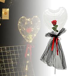 Coração-em forma de rosa balão de flores com luz led dia dos namorados presente enviar namorada festa de casamento adereços brilhantes decorar - Image 3