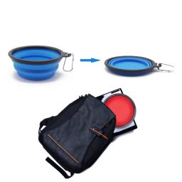 Tigela dobrável de água e comida para animais, viagem de acampamento ao ar livre, pequena tigela de gato, pratos com mosquetão - Image 6