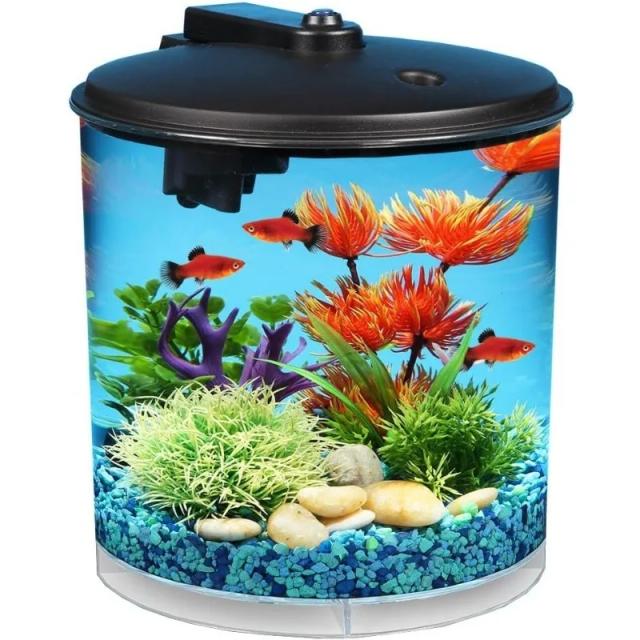 Aquário Iluminado com LEDs em 7 Cores, Potente e Ideal para Peixes Tropicais com Clareza Cristalina em 360°