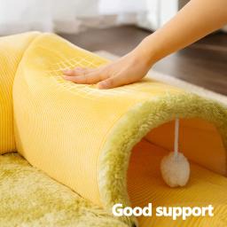 Plush Tunnel Toy Bed para gatos, almofada destacável, tapete de dormir lavável, Play Activity Carpet, House Supplies - Image 5