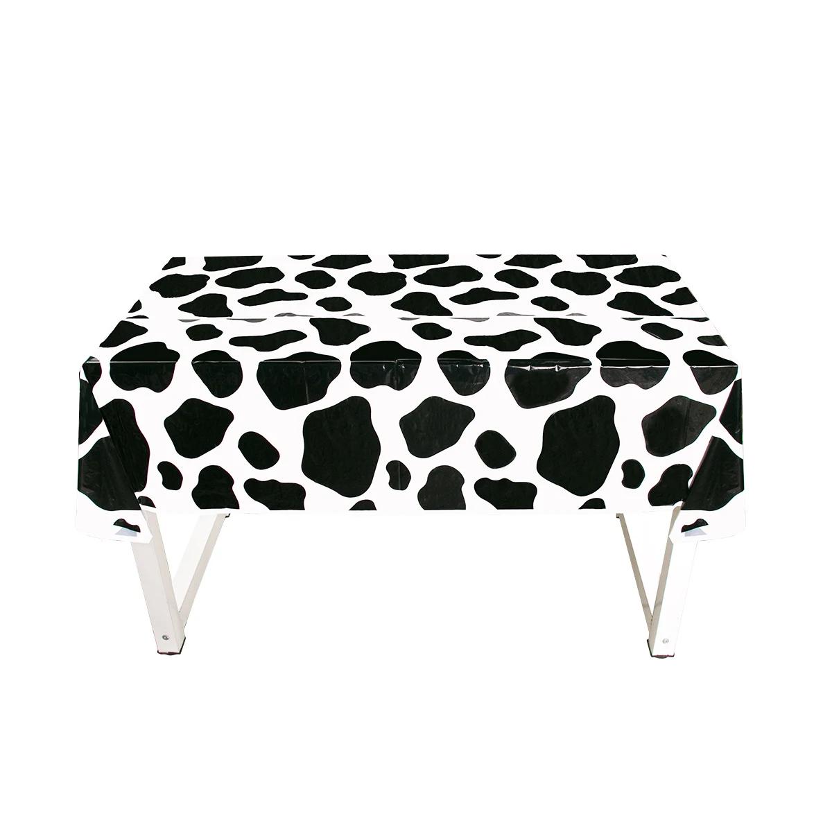 Toalha De Mesa De Impressão De Vaca De Plástico Descartável, Toalha De Mesa De Cowboy, Tampa De Mesa Retangular, Animal De Fazenda Temático, Decoração De Festa De Aniversário - Image 1
