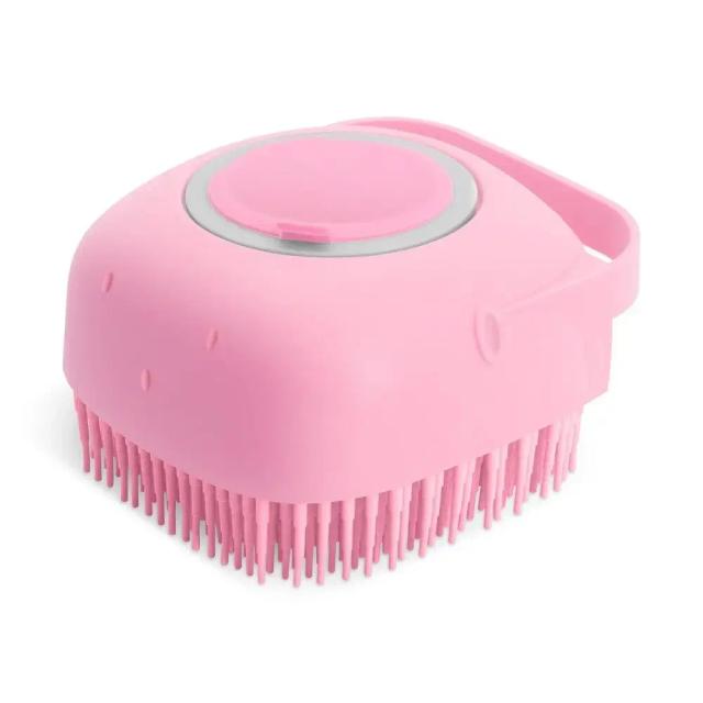Escova de Shampoo para Cachorros e Gatos, Massageador para Banho com Borracha de Silicone Macia - 80ml