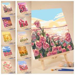 Kits de pintura a óleo por números para adultos, pintados à mão, flor, imagem diy, decoração home, diy, j4a6 - Image 2