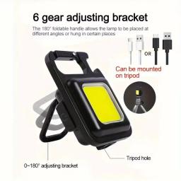 Multifuncional Mini Lanterna LED Chaveiro, Lâmpadas portáteis COB Camping, Carregamento USB, Luzes de trabalho, ao ar livre, Pesca, Caminhadas - Image 6