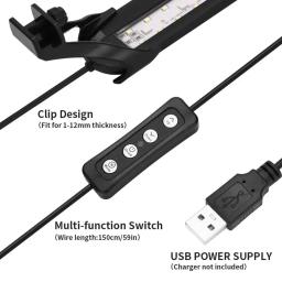 Super Slim LED iluminação do aquário, plantas crescem luz, impermeável clip-on lâmpada, iluminação de plantas aquáticas, aquário, 6W - Image 3