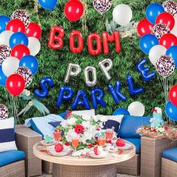 Látex balões e confetes para festa de aniversário, 20pcs, azul, vermelho e branco cor - Image 5