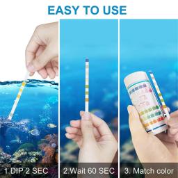 Tiras de teste de aquário 7-em-1, 100pcs, para aquário de água doce e salgada, para detectar ph, no3, no2, gh, kh, ci, tcl - Image 4