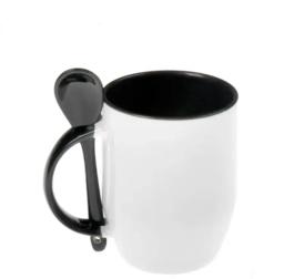 Black Heat Sensitive Caneca com Colher, Adequado para Personalizar a Impressão, Sublimação em Branco, Colorido Magic Coffee Cup, 11oz - Image 2