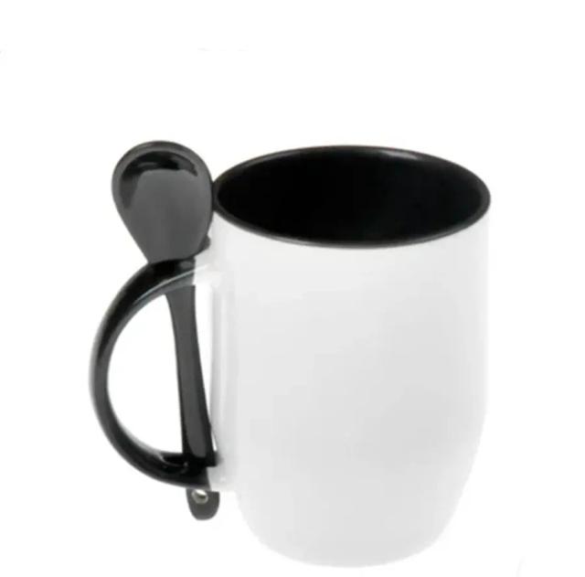 Caneca Mágica Térmica Preta com Colher, Ideal para Personalização e Sublimação – 11oz