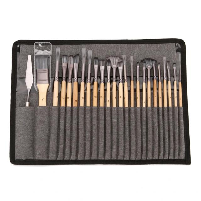 Kit de 24 Pincéis Profissionais para Pintura: Ideal para Iniciantes em Aquarela, Óleo e Lona