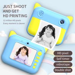 Nova câmera de impressão instantânea para crianças térmica sem impressão de tinta brinquedo 1080p hd câmera digital fotografia vídeo para crianças presentes aniversário - Image 3
