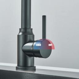 Primavera preta puxar para baixo torneiras de cozinha fluxo cabeça spray água quente e fria rotação aço inoxidável misturador cozinha guindaste - Image 3