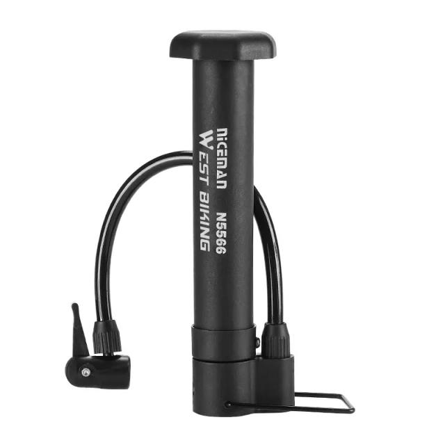 Bomba de Ar Manual West Biking para Bicicleta - Inflador de Pneus com Válvula Schrader e até 80 PSI - Acessórios de Ciclismo Essenciais