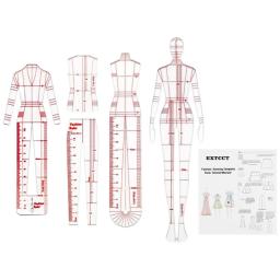 Régua modelo costura manequim, 4 unidades, ilustração régua desenho para costura, alfaiataria, design - Image 1