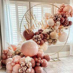 40 pçs conjunto de balões rosa empoeirado boho pele bege retro feijão empoeirado rosa ouro látex balão para aniversário meninas decoração do chuveiro do bebê - Image 4