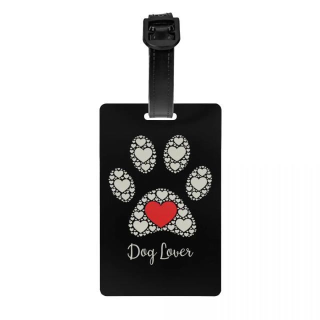 Tag de Identificação Personalizada para Bagagem com Padrão de Patas de Cão e Capa de Privacidade para Viagens Coloridas