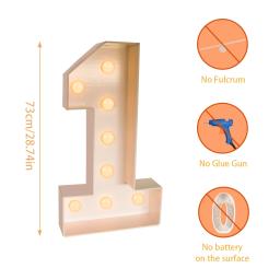 Caixa de balão com luz LED, número gigante, moldura infantil, aniversário adulto, aniversário de casamento, decoração do chuveiro de bebê, 73cm - Image 5