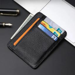 Estojo universal para cartão de couro genuíno, slot para vários cartões, pacote de identificação simples, titular de cartão ultrafino, homens e mulheres - Image 2