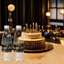 Preto e Ouro Garrafa De Aniversário Adesivos, Decoração De Festa Suprimentos, Decoração De Mesa, 18 21 30 40 50 60 - Image 4
