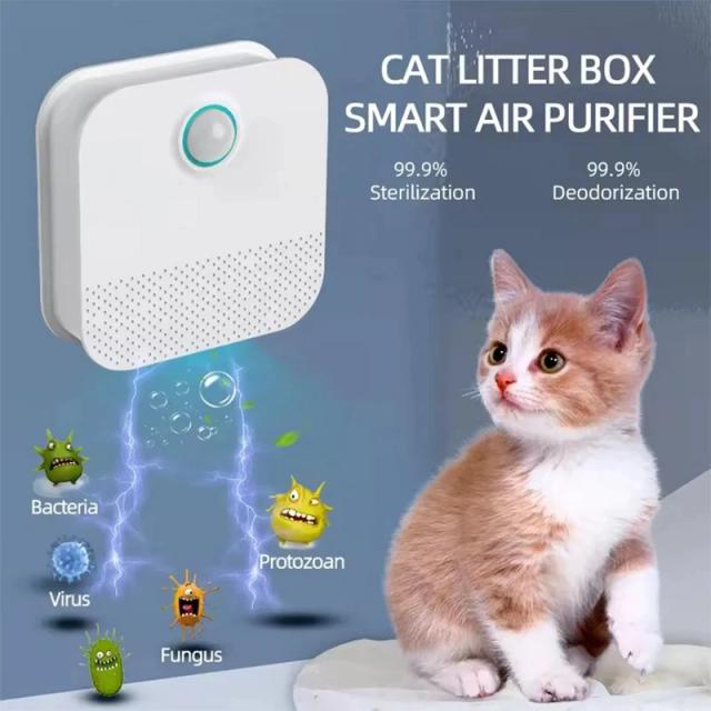 Purificador Inteligente de Odor para Gatos e Cães, Desodorizador de Caixa de Lixo e Purificador de Ar para Banheiro Pet