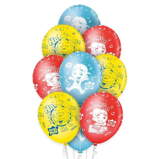 Bexigas de Festa Luccas Neto Premium 12 Polegadas - Pacote com 10 Unidades