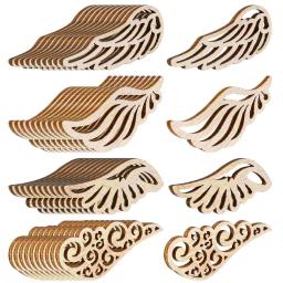 80 peças asas de anjo para artesanato placas de madeira enfeites de madeira fatias coloridas para crianças pequenas - Image 1