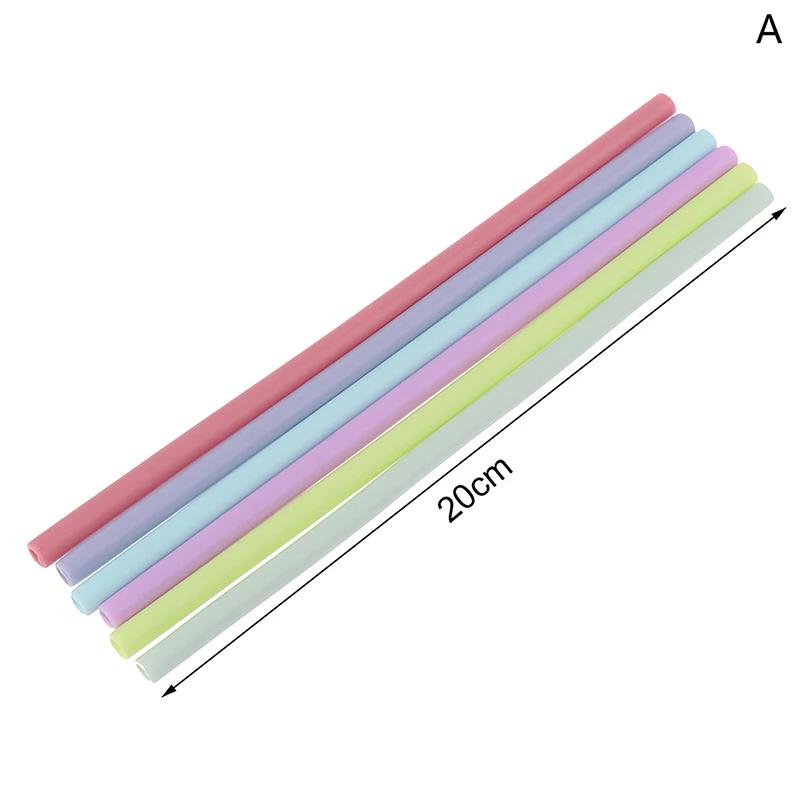 Reutilizável Food Grade Silicone Palhas, Multicolor Palha Beber para Festa das Crianças e Bar, Straight Bent Acessórios, 6pcs - Image 1