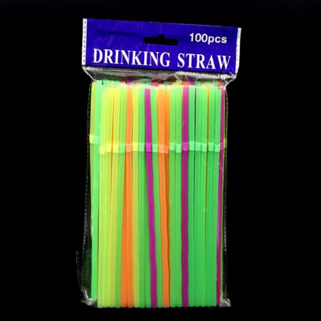 Canudos Fluorescentes Flexíveis de Néon para Festas e Celebrations - Brilho no Escuro em Cores Diversas, 100 Peças em Conjunto
