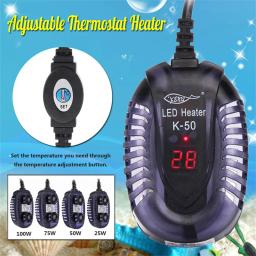 Mini aquecedor de aquário com controlador de temperatura, aquecedor submersível ajustável, display digital, plug UE, 220v, 25 w, 50 w, 75 w, 100w - Image 4