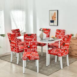 Capa de cadeira sala de jantar decoração de natal 2023 papai noel floco de neve impressão cadeira do escritório cobre estiramento removível cadeira assento capa - Image 2