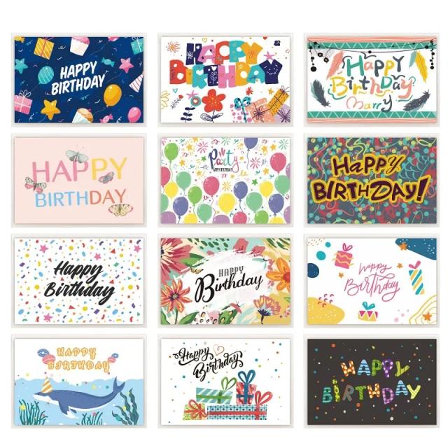 Pacote de 12 Cartões de Aniversário com Envelope - Ideais para Convites e Mensagens para Crianças e Adultos