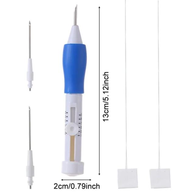 Conjunto de Caneta Mágica para Bordado DIY com Agulha Punch - Ferramenta Completa para Costura, Remendos e Acessórios de Tricô