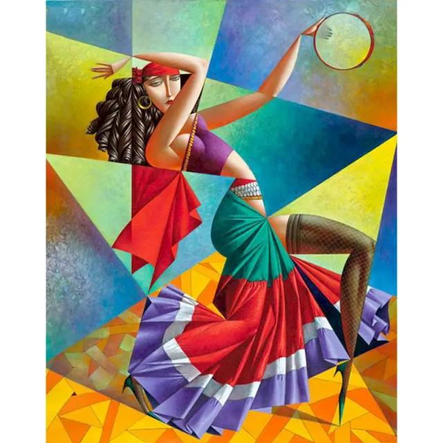 Pintura Moderna por Número: Mulher Abstrata em Lona Pintada à Mão com Acrílico - Kit de Decoração para o Lar