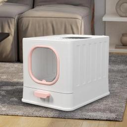 Caixa de areia dobrável transparente com tampa para gato, entrada frontal, saída superior tipo gaveta, anti-respingo, anti-odor, suprimentos para animais de estimação - Image 3