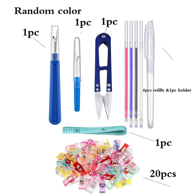 Conjunto Completo de Ferramentas para Costura e Quilting com 29 Peças, incluindo Clipes, Estripadores e Caneta Apagável Térmica