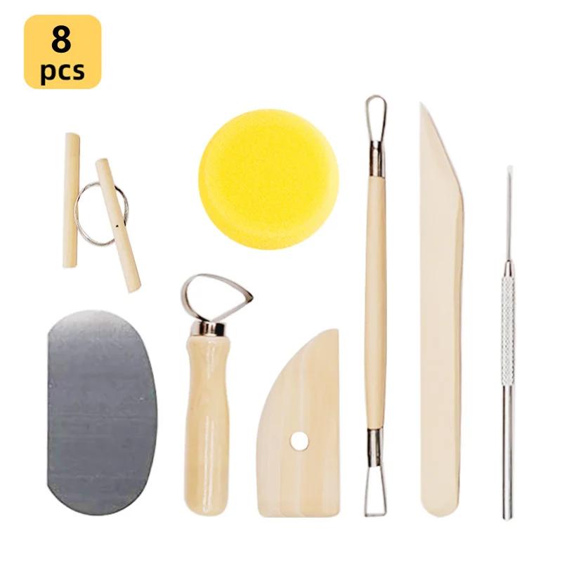 Argila esculpindo kit de ferramentas para artesanato, cerâmica cera argilas escultura ferramenta, cerâmica modelagem conjunto, 8 pcs/set, 61 pcs/set - Image 1