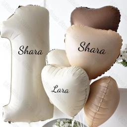 Balão personalizado do número do aniversário, grande, marrom, caramelo, creme, bege, coração, balão do nome para a decoração do aniversário - Image 5