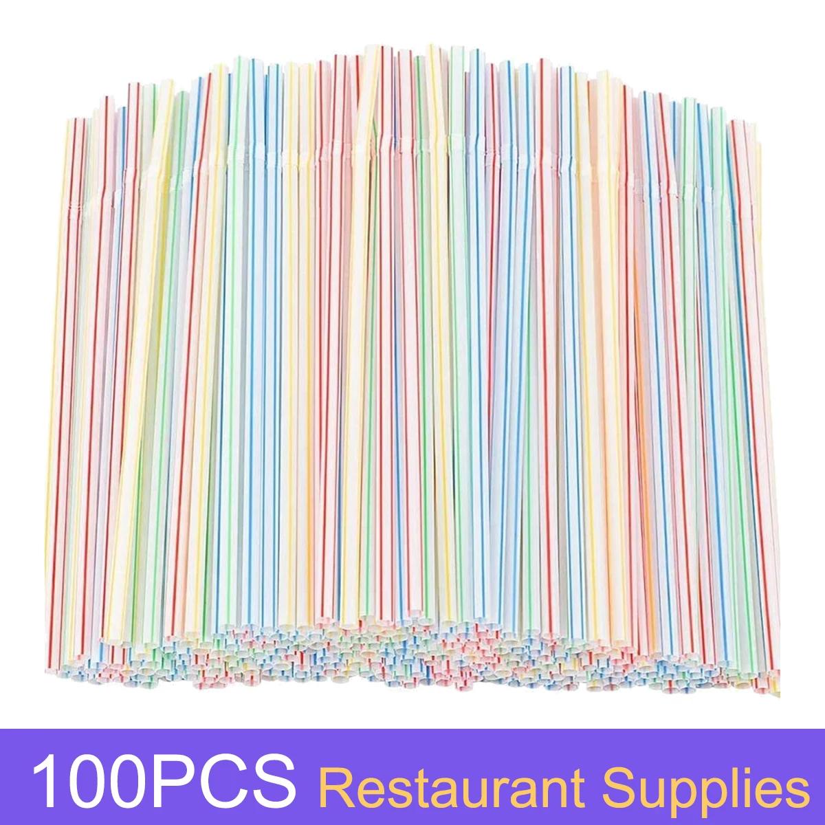 Fluorescente plástico canudos, dobrável, descartável, decoração do casamento, cozinha, Fontes do partido, 100-1000 Pcs - Image 1