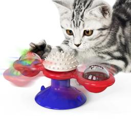 Moinho de vento brinquedo do gato interativo brinquedos para animais de estimação para gatos puzzle brinquedo jogo de gato com whirligig turntable para gatinho escova dentes pet suprimentos - Image 6