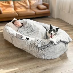Cama longa para cachorro grande, Ninho de estimação popular, Cama elíptica adulta para uma pessoa, Sofá humano, 185x120x3 0cm - Image 2