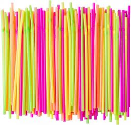Canudos bebendo plásticos coloridos néon de 100 pces brilham em canudos bendy amigáveis descartáveis flexíveis uv do brilho fontes da festa de aniversário - Image 4