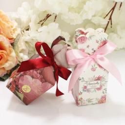 10/20/30 pçs fishtail vaso caixa de doces floral casamento dia favor caixa de presente sacos de embalagem do bebê com fita festa de aniversário decoração - Image 6