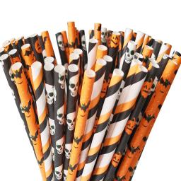 Canudos de festa de halloween, canudos de papel descartáveis degradáveis, coque, leite, chá, bebida, canudos decorativos, decoração de festa, festival, 25 peças - Image 2