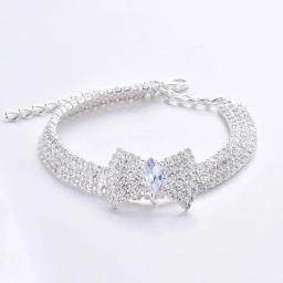 Ajustável Pet Colar com Diamante Zircão Osso Pingente, Luxo Metal Cobre Filhote de Cachorro Coleiras, Cão Suprimentos, Coleira Jóias, Gato - Image 2