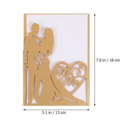 Escavar cartões do convite para o casamento, papel noiva e noivo convites cartões, 10 unid - Image 3